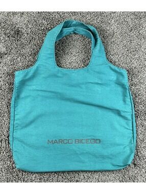 Marco Bicego Cotton Tote Bag Teal Blue Logo Reusable Shopping 19x23